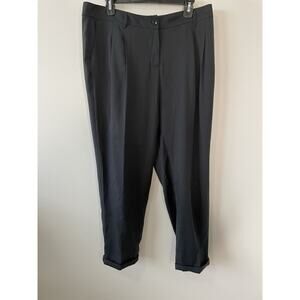 Chico's Women's Capri Dress Pants Size 2 Large Black Cuffed Crop Workwear Classy